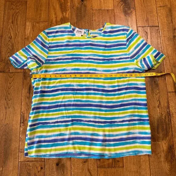 VTG Silks By Joan Leslie Blazer & Blouse Neon Green 100% Silk Womens Sz 16 - Picture 5 of 15